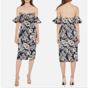 Bardot Nordstrom sz 4 floral off‎ shoulder ruffle mini sheath dress